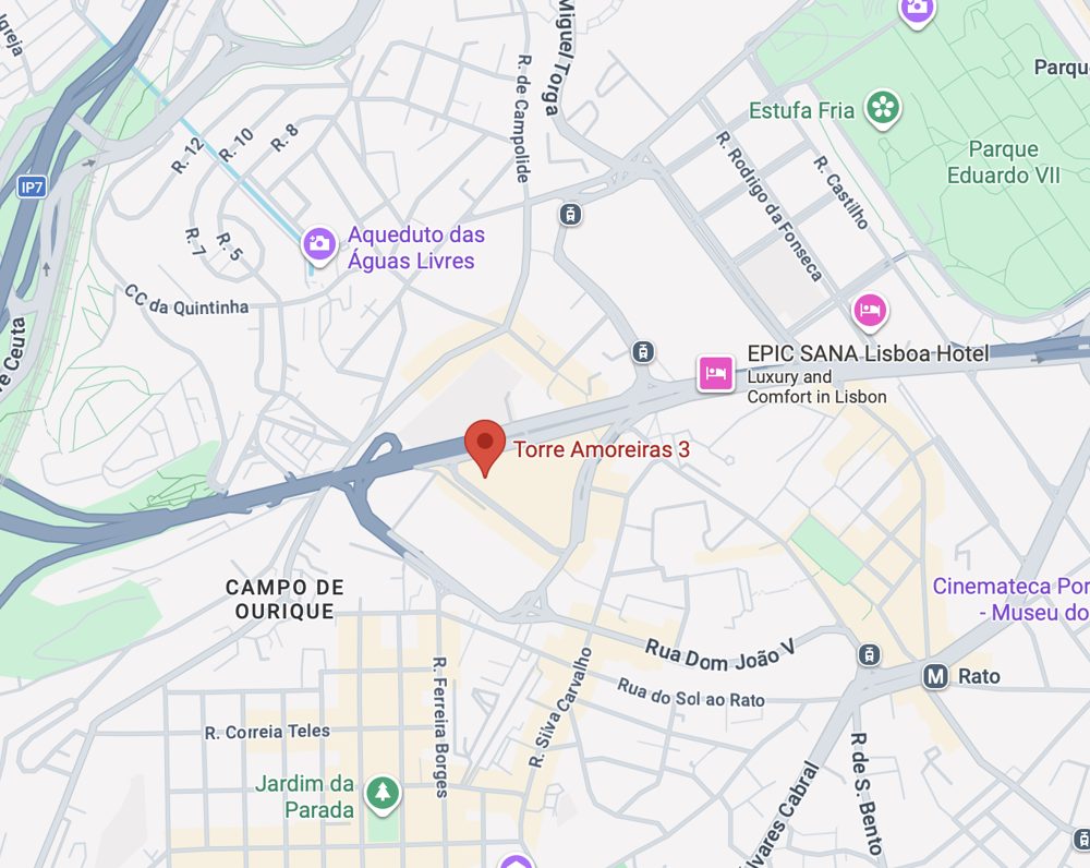 Map showing the office location at Torre 3 das Amoreiras, Lisbon